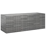 JUNZAI Garten-Kissenbox, Gartenbox, Auflagenbox, Gartenschrank, Balkonschrank, Aufbewahrungsbox, Gartenkiste, Balkon Schrank, Outdoor Box, PE Rattan 291x100,5x104 cm Grau