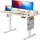Marsail Höhenverstellbarer Schreibtisch, Elektrischer Höhenverstellbarer Schreibtisch mit Storage Tasche, Stehpult für Home Office Computertisch Speicher Voreinstellung mit Kopfhörerhaken