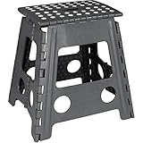 Deco4Me XL Tritthocker klappbar 40 cm hoch, belastbar bis 150 kg, 1 Stufe, rutschfest - Faltbarer Klapphocker für Auto, Camping, Garten, Kinder, Pferd, Werkstatt - Dunkelgrau