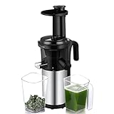 Langsam kauender Entsafter-Extraktor, Kaltpress-Entsafter mit leisem Motor, Rückwärtsfunktion für frischen, gesunden Obst- und Gemüsesaft, leicht zu reinigen
