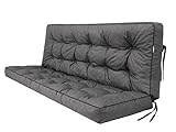 PillowPrim Kissen für Hollywoodschaukel Sitzkissen Bankkissen Bankauflage für Gartenbank Outdoor/Indoor, Breite - 140x49 cm und Rückenlehne 140x56 cm - Graphit