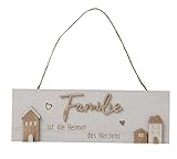 Schild - Familie - Türschild 30cm Holzschild Spruch braun grau n579 Hänger Holz Holzhaus Dekohaus Herzen Heimat Deko Anhänger Türdeko Home Geschenk Einzug neue Wohnung