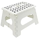 com-four® Klapptritt mit Gumminoppen - Tragbarer Klapp-Hocker belastbar bis zu 150 kg - Faltbarer Tritthocker für Haushalt und Büro (31x22x22cm weiß - 01 Stück)