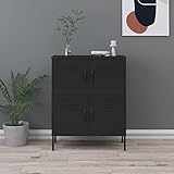 ZEYUAN Lagerschrank, Beistellschrank, Sideboard, Schlafzimmer Kommode, Wohnzimmer Möbel, Schrank Schlafzimmer, Anrichte, Schwarz 80x35x101,5 cm Stahl