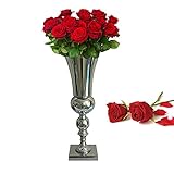 Deko vase Amphore Dekorative Verzierung Pokal 50cm Eisen Silber Farbe Vase Ideal zur Lagerung von Trockenblumen&Frische Blumen,Blumenvase Deko Wohnzimmer, Schlafzimmer