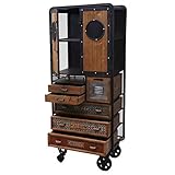 Apotheker-Schrank HWC-D78, Kommode Rollwagen Metallregal, Tanne Holz Vintage Shabby-Look 146x60x35cm