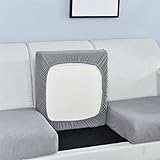 Sofa Sitzkissenbezug, Sofa Sitzkissenbezug Stretch, Elastischer Kissenbezüge, Husse Überzug Bezug Für Sofa Sitzkissen, rutschfest Stoff Tartan (Hellgrau,1-Sitzer)
