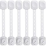 Kindersicherung(Verbessert), 6er Pack Verstellbare Kinder Sicherheits-Schlösser mit 3M Kleber, für Schränke, Schubladen, Kühlschrank, Toilettensitz (kein Bohren erforderlich-Weiß)