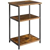 IBUYKE Beistelltisch,Nachttische mit 3 Ebenen,Kleiner Couchtisch,Metallgestell,Industrie-Design,für Wohnzimmer, Schlafzimmer, Braun TMJ402H