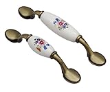 ONPIRA Keramikgriff Keramik Möbelgriff Küchengriff Schubladengriff Porzellan (Motiv: Strauß, Bohrabstand: 76mm)