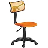 BAKAJI Drehstuhl Schreibtisch höhenverstellbar Sessel mit Rädern Büro Kinderzimmer, ergonomisch gepolsterte Sitzfläche (Orange)