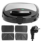 Waffeleisen, 3-in-1-belgisches Waffeleisen Mit Antihaftbeschichteten Platten, Leicht zu Reinigen, 750 W Für Waffeln, Sandwich, Hash Browns, Keto Chaffles, Grillkäse, Barbecue-Steaks, Snacks, Frühstück