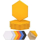 Hexagon Akustikplatten selbstklebend 12St., TONOR Schallabsorber Schallschutz mit Hochdichte Wandfliesen Schall Dämmung 30x26x1cm für Studio, Büro, Akustische Behandlung und Wanddekoration Gelb