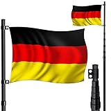 KESSER® Teleskop Fahnenmast Aluminium 6,30m Bodenhülse 60cm inkl Deutschlandfahne Höhenverstellbar Flaggenmast Mast Deutschland Flagge Alu (Schwarz)