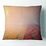 Designart Sun Over Blooming Lake Panorama' Landschaft Bedruckter Kissenbezug für Wohnzimmer, Sofa 45,7 cm x 45,7 cm