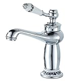 kisimixer Wasserhahn Retro,Wasserhahn FüR Bad Waschtischarmatur Messing Einhebelmischer Waschbecken Waschbecken Armaturen,Mit Keramikventil，Chrom