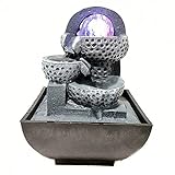 MMAXZ Desktop-Brunnen Entspannungs-Zimmerbrunnen mit LED-glühender Kugel Desktop-Wasserfall-Ansichtstisch Feng Shui-Ornamente Heimdekoration Desktop-Brunnen-Wasserfall