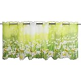 Tischdeckenshop24 Scheibengardine SOMMERWIESE für die Küche, grüne Wohnzimmer Bistrogardine, 45x115 cm, Moderne und transparente Gardine für den Frühling und Sommer