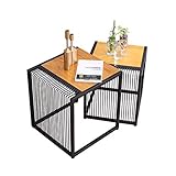 XIBANY Set mit 2 modernen Satztischen, Teetischen, Sofatischen, Couchtischen aus Holz, Säulentischen mit Metallrahmen/a Feito NA China