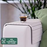 Green'n'Modern Sofatablett rutschfest - Holz Bambus Getränkehalter Armlehne | Couch Tablett flexibel als Sofa Butler | Sofa Tablett Armlehne als Sofa Ablage | Armlehnentablett (Weiß)