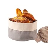 Muium(TM) Brotkorb Stoff, Grau Brotbeutel, Brötchenkorb als Aufbewahrung von Brot, Brottasche, Brötchenkorb, Obstkorb | Faltbarer Krempelkorb Ø22.5 x 25 cm