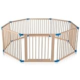 Baby Vivo XXL Laufgitter Laufstall Baby Absperrgitter Krabbelgitter Schutzgitter für Kinder aus Holz mit Tür - individuell verstellbar - 8 Elemente PREMIUM Blau