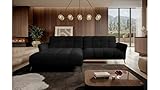 Stylefy Ecksofa Milano - Polsterecke (HxBxL): 90x175x284 cm - Eckcouch Kunstleder Cayenne Schwarz Links ohne Schlaffunktion