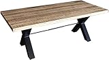 SAM Esszimmertisch Manilo 180 x 90 cm, Mangoholz massiv, naturfarben, Esstisch mit Metallgestell in schwarz, Baumtisch-Platte 55 mm, FSC® 100% Zertifiziert