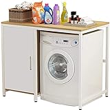 BbaUer Waschmaschinen-Aufbewahrungsschrank, verstellbares Badezimmer-Organizer-Regal, Schlafzimmer-Aufbewahrungsregal aus Edelstahl, für Küche, Waschküche, Wohnzimmer, weiß, 120 cm