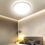 OTREN LED Deckenleuchte Flach, 24W Deckenlampe Rund, 3000K Modern Panel Lampe für Badezimmer Küche Wohnzimmer Schlafzimmer Flur, Warmweiß, IP44, 2400LM, Ø23CM