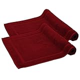 Komfortec 2er Pack Frottee Duschvorleger Set, Badvorleger, Waschbar Badteppich & Duschmatte, 800 g/m² &100% Baumwolle, Saugfähig & Schnelltrocknend, 50 x 80 cm, Bordeaux Rot