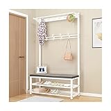 Garderoben-Schuhbank mit Ablagefläche, Eingangsgarderobe, platzsparend, mit Schwammkissen und rutschfestem Fußpolster für Schlafzimmer, Flur, Wohnzimmer (Farbe: Grau B, Größe: 100 x 33 x 170 cm)