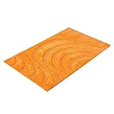 PANA Badematte mit Wellenmuster • Duschvorleger • 100% Baumwolle Badteppich • Ökotex Zertifiziert • waschbar • saugstark • Größe: 60x100cm • Farbe: Orange