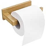 Toilettenpapierhalter Bambus Ohne Bohren Klopapierhalter Holz Selbstklebend Klorollenhalter Handtuchhalter für WC Badezimmer