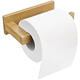 Toilettenpapierhalter Bambus Ohne Bohren Klopapierhalter Holz Selbstklebend Klorollenhalter Handtuchhalter für WC Badezimmer