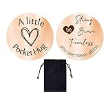 WOOXDYUK® Pocket Hug Token Long Distance Relationship Andenken aus Edelstahl, doppelseitig, inspirierendes Geschenk mit Schlüsselbund aus PU-Leder & Schmuckbeutel