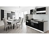 respekta Küche Küchenzeile Küchenleerblock Leerblock 280cm weiß Front schwarz