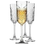 Pasabahce 4er Pack Champagner- und Sektgläser 175 ml Prosecco-Gläser Champagner Kelche Schaumweingläser in Kristall Design 6 Stück (1er Pack)