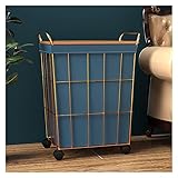 ALSAM Wasserdichter Wäschekorb mit Deckel und rollenden Rädern, großer Wäschekorb aus Metall, Wäschekorb aus Eisendraht mit Griffen, geeignet for Schlafzimmer und Badezimmer (Size : L)