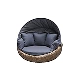 Daybed Ronda Natur-braun Rundgeflecht Sonnenliege Polyrattan Liegeinsel