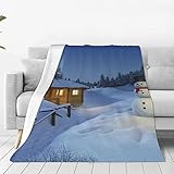 EVANEM Überwurfdecke, 152,4 x 127,7 cm, leicht, rustikal, Landhaus-Landschaft, flauschig, wendbar, warme Flanelldecke für Bett, Sofa, Camping