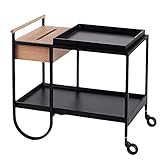 DOUKI Beweglicher Wagen Beweglicher Couchtisch Mahlzeit Beistelltisch Beweglicher Speisewagen 2-stöckiger Kleiner Trolley mit Rollen Snack-Beistelltisch für Wohnzimmer Aufbewahrungstisch