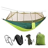 Schaukelstuhl Outdoor Camping Hängematte, 1-2 Personen tragbar, mit Netz, hochfestem Fallschirmgewebe Hängendes Bett, Jagdschlafschaukel Doppelhängematte (Color : Fruite Green A)
