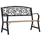 KIPPOT Gartenbank Parkbank Gartenmöbel Stahlrahmen, Gartenbank 120 cm Holz witterungsbeständig Robust für Terrasse Balkon Schwarz