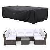 BROSYDA Abdeckung für Gartenmöbel (250x210x90cm), Wasserdicht, 600D Oxford Gewebe, Rechteckig Abdeckplane Gartenmöbel, Schwarz, Regenschutz Staubfest, für Sofa Staubdicht, Tisch, Stühle, Gartentische