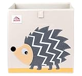 Anstore Aufbewahrungsbox Kinder 33x33x33cm, Spielzeugkiste für Kinderzimmer, Cartoon Faltbar Aufbewahrungswürfel, Korb zur Aufbewahrung von Kinder Spielsachen(Igel)