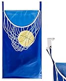 TOPP4u hängender Wäschesack, blauer Wäschesammler zum Aufhängen im Basketball Design, 40 x 80 cm, mit 2 Türhaken