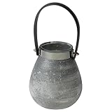 CHICCIE Windlicht Weiß Silber 14x17cm - Kerzenhalter Kerzenständer