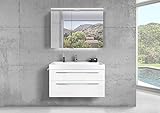 Intarbad ~ Badmöbel Bella 100 cm, Evermite Waschbecken, Spiegelschrank LED, Made in Germany Shorewood IB1727