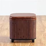 s Fußhocker Schuhwechselhocker Aufbewahrungshocker Bambus Fußhocker für das Schlafzimmer Fußhocker für Wohnzimmer, Kaffee-Bambusscheiben-32x23x29cm